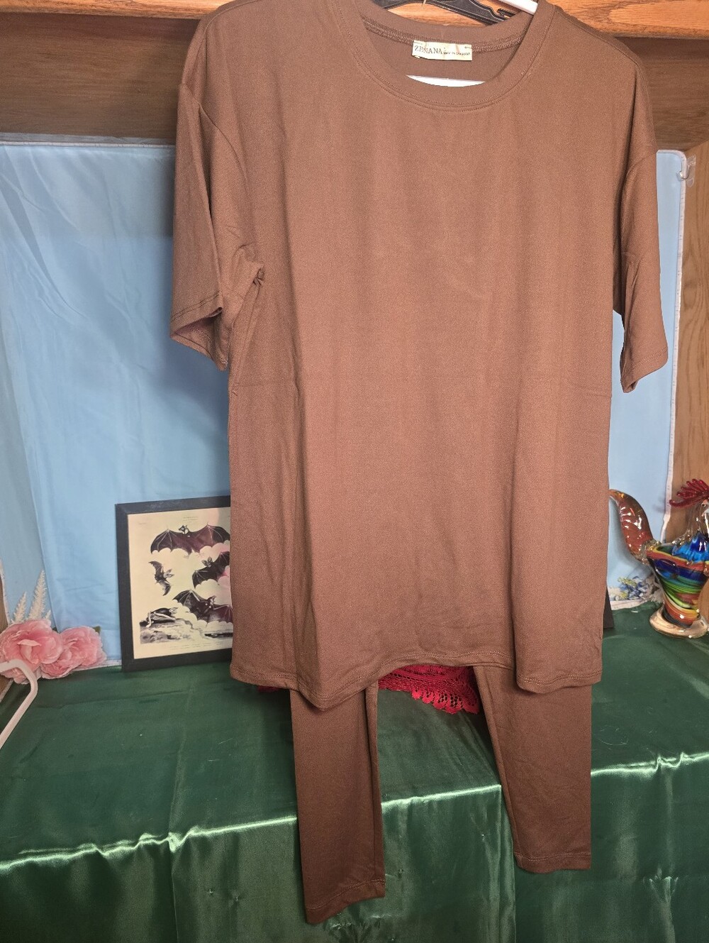 Zenana Outfitters Brown Two-Piece Lounge Set